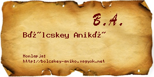 Bölcskey Anikó névjegykártya